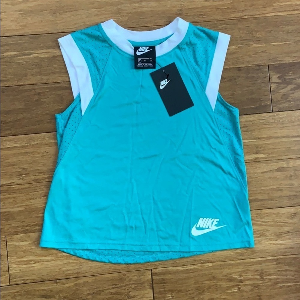 ☀️ 3/$36 or 2/$30 NEW NIKE Girls Aqua Sleeveless Midi Tank Sz Medium